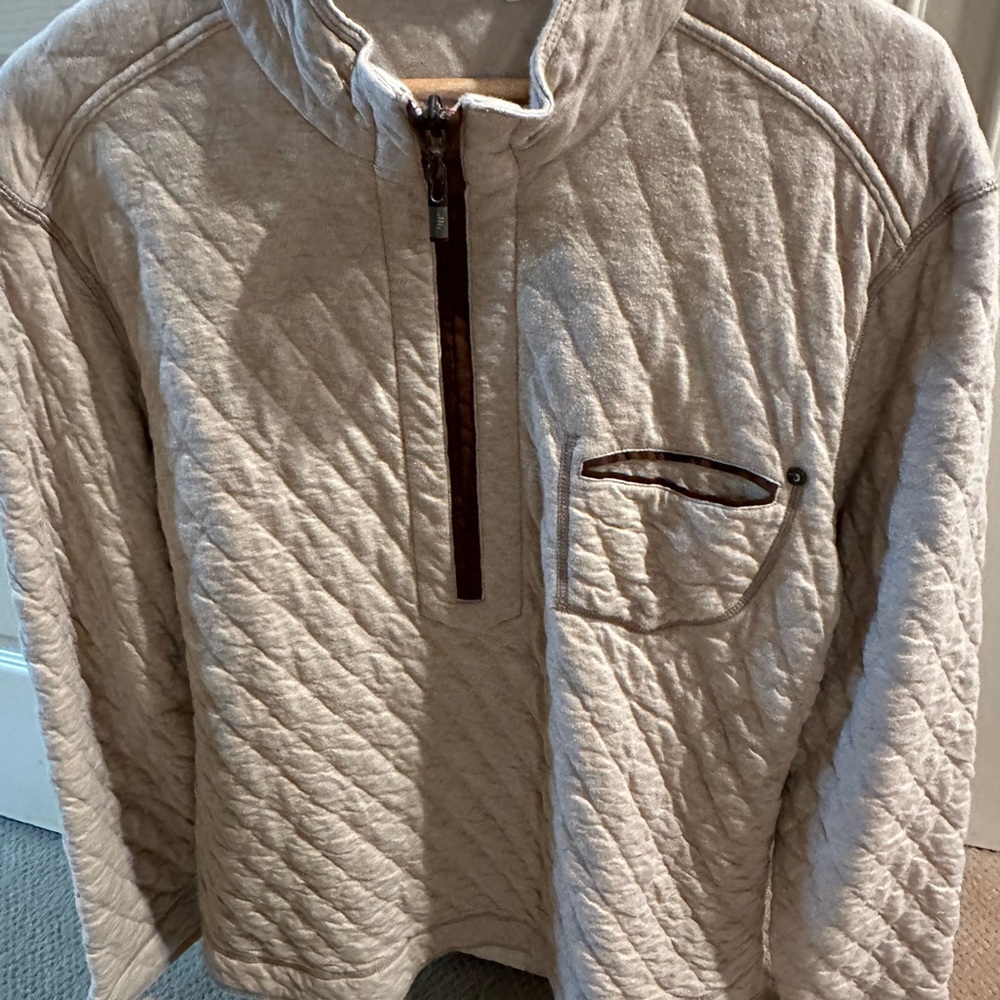 Tommy Bahama Beige Quilted Shirt Jacket quarter zip